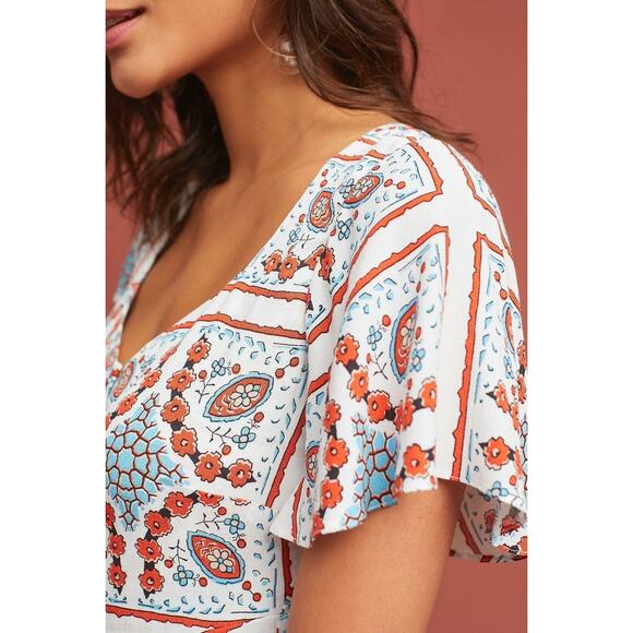 Anthropologie Maeve Praslin Floral Buttondown Dress Women’s 10 Bohemian Pockets - Picture 2 of 11